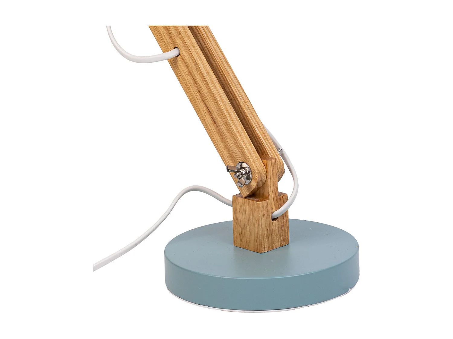 Candeeiro de mesa azul de metal e madeira 33x16x55