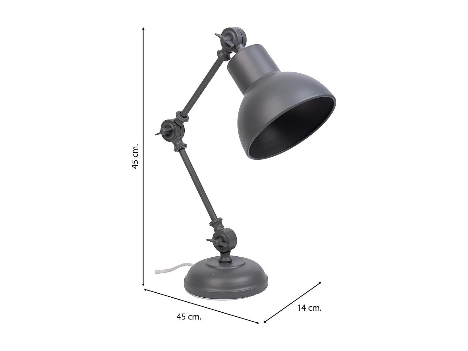 Graue Metalltischlampe 22x14x45h cm