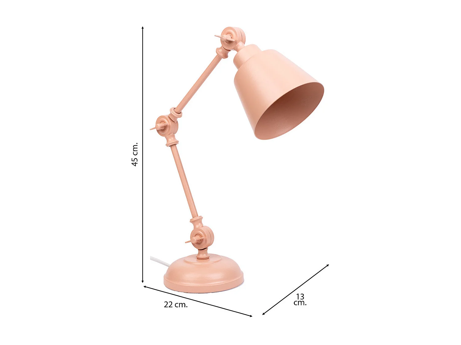Lampe de bureau en métal rose 22x13x45h