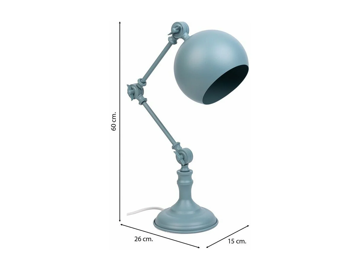 Candeeiro de mesa em metal cinzento 26x15x60