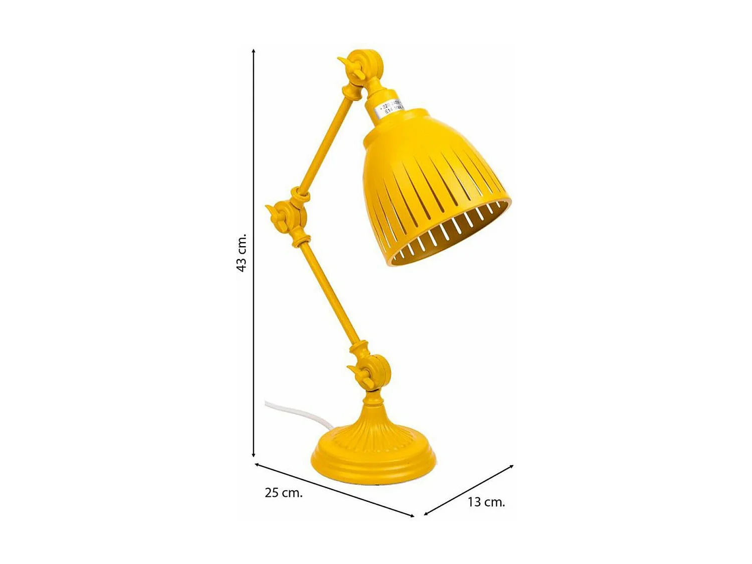 Lampada da tavolo in metallo giallo 25x13x43h