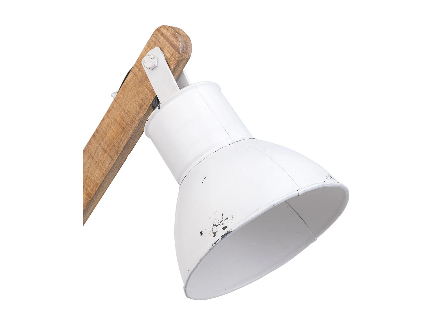 Lampe sur pied articulée en bois et métal blanc 17x22x79h