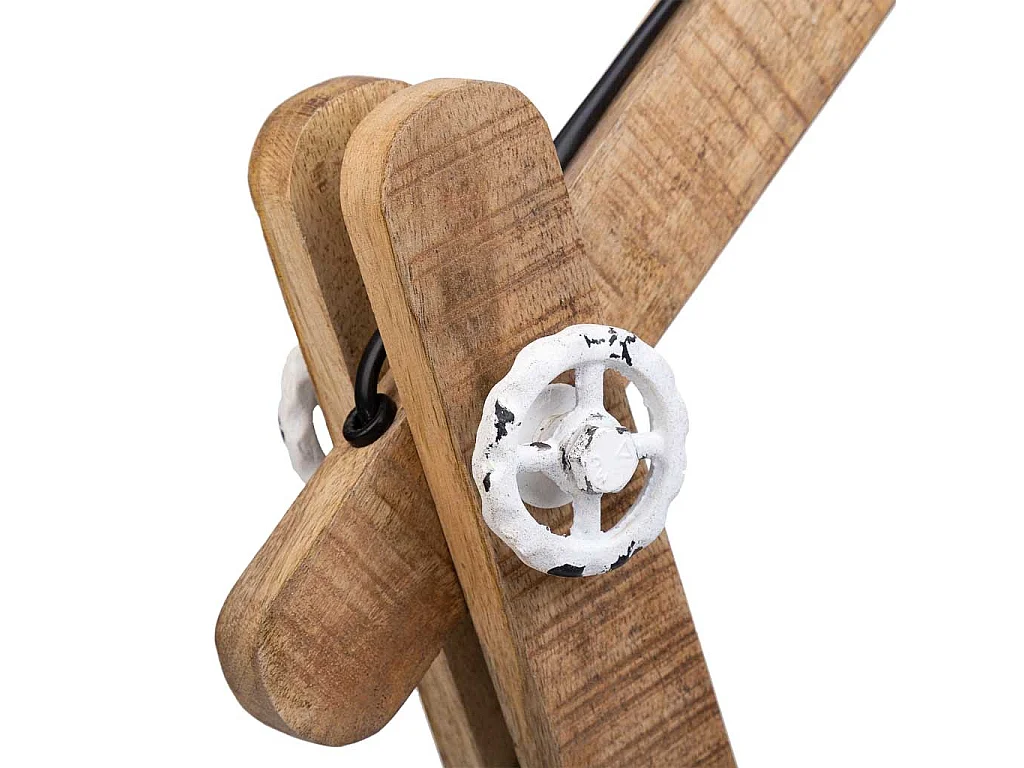 Lampe sur pied articulée en bois et métal blanc 17x22x79h