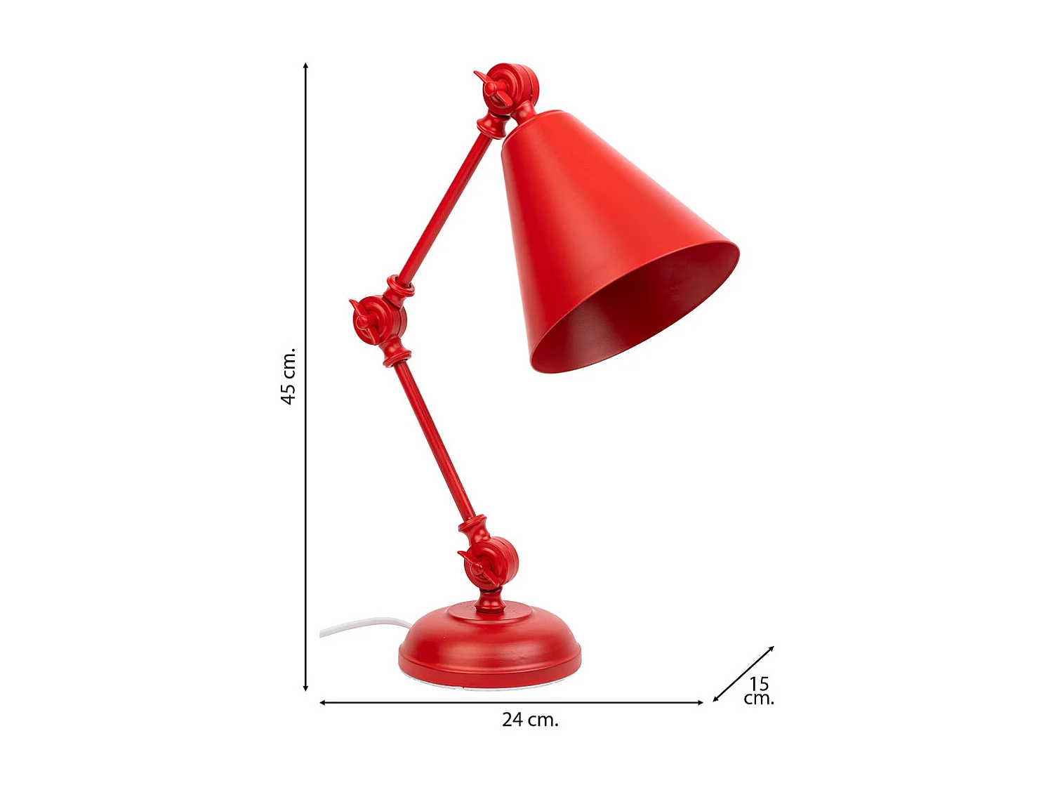 Lampada da tavolo in metallo rosso 24x15x45h