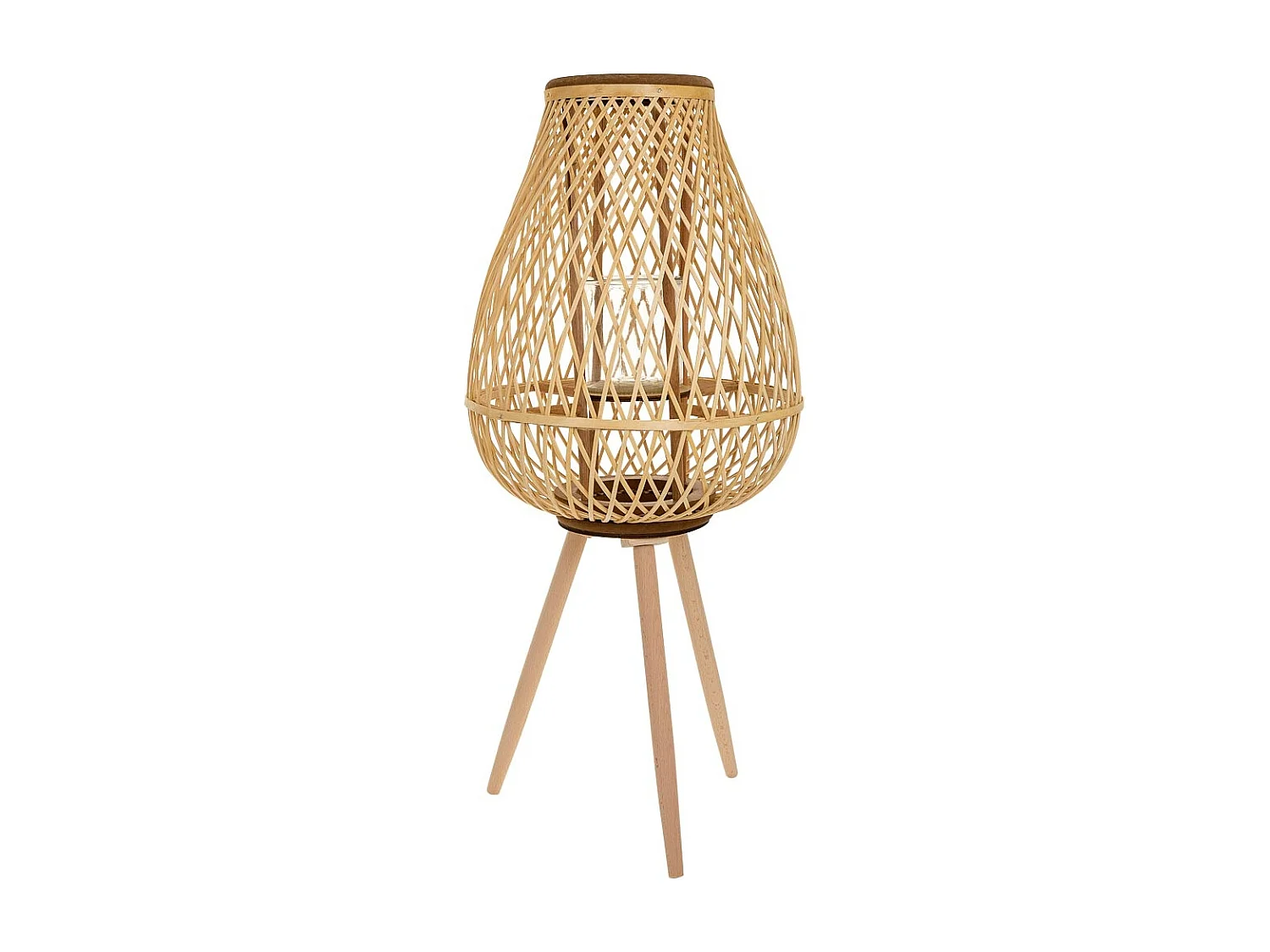 Lanterna portacandele in bambù marrone d37x48/82h