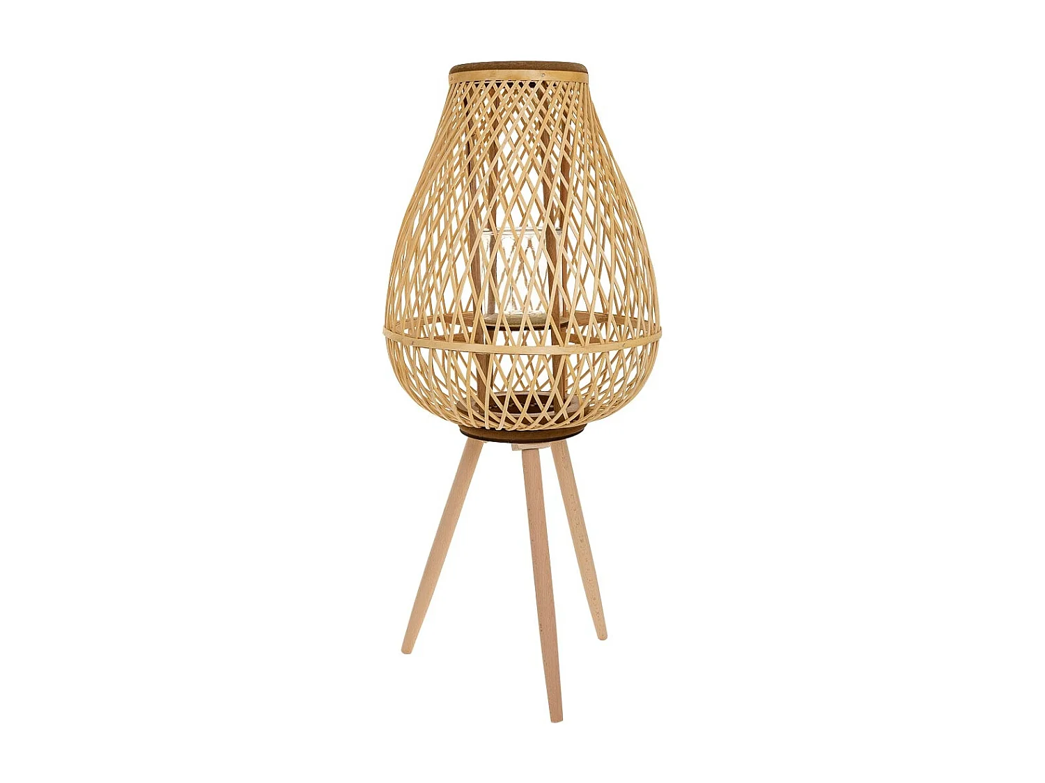 Lanterna portacandele in bambù marrone d37x48/82h