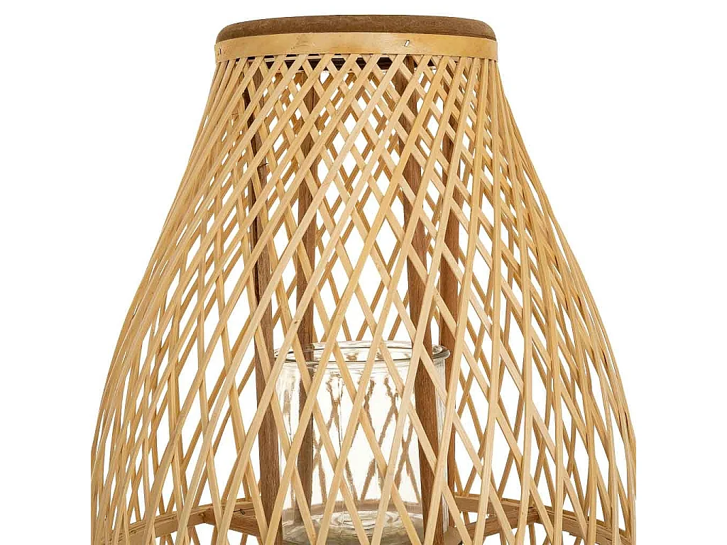 Lanterna portacandele in bambù marrone d37x48/82h