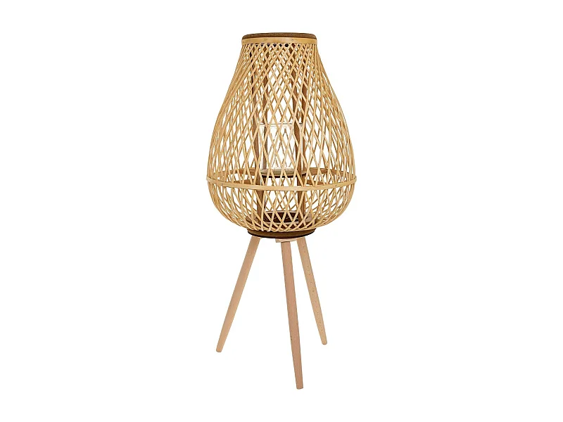 Lanterna portacandele in bambù marrone d37x48/82h