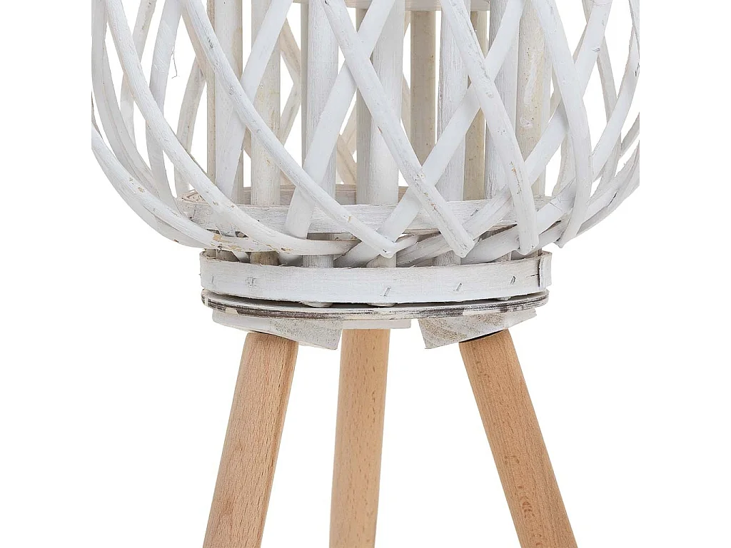 Weiße Kerzenlaterne ausKorbgeflecht, D37x40/63h cm