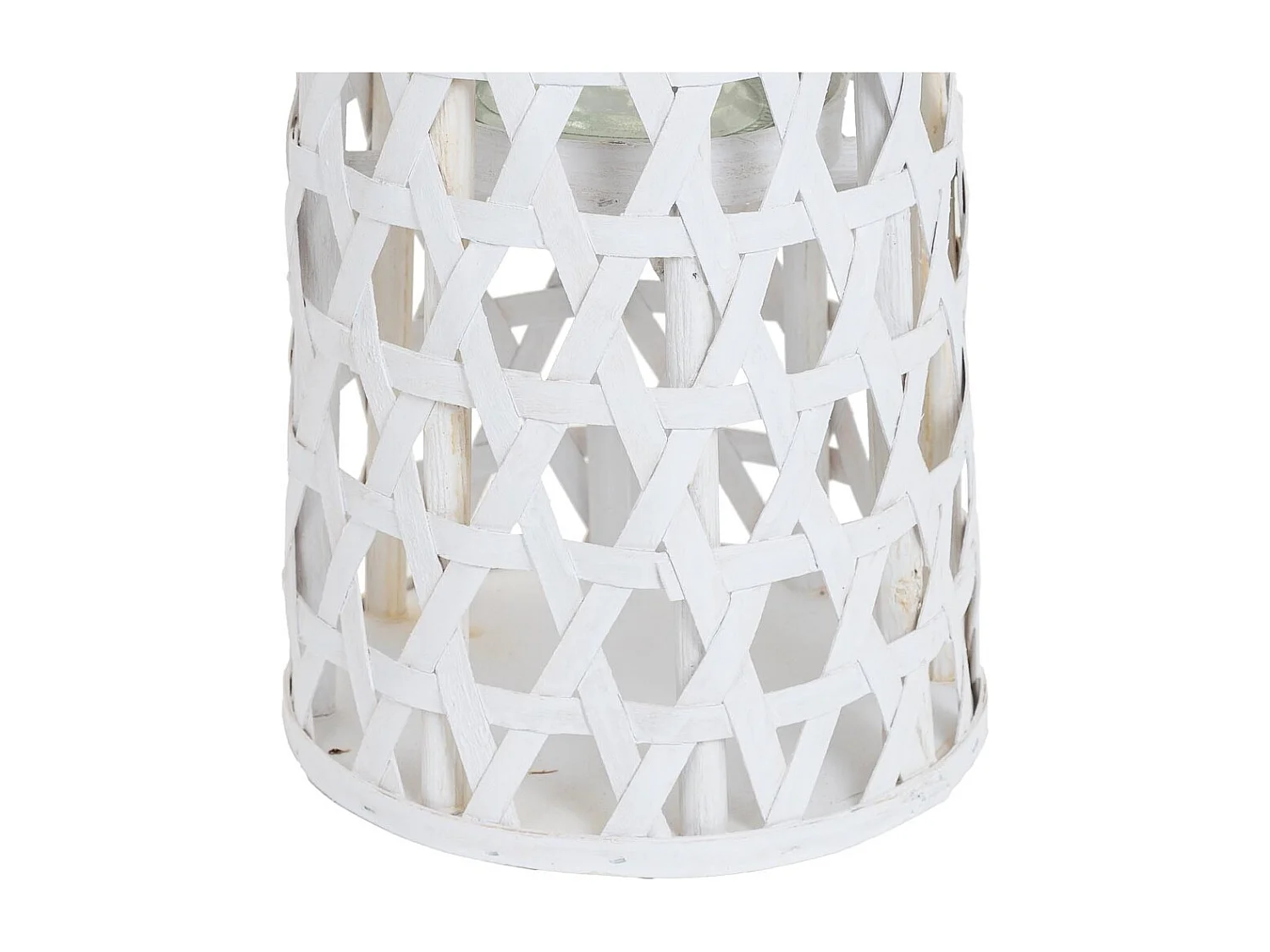 Farol portavelas de madera blanco d14.5/18.5x46.5