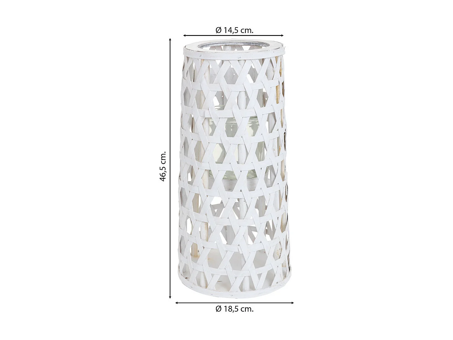 Farol portavelas de madera blanco d14.5/18.5x46.5