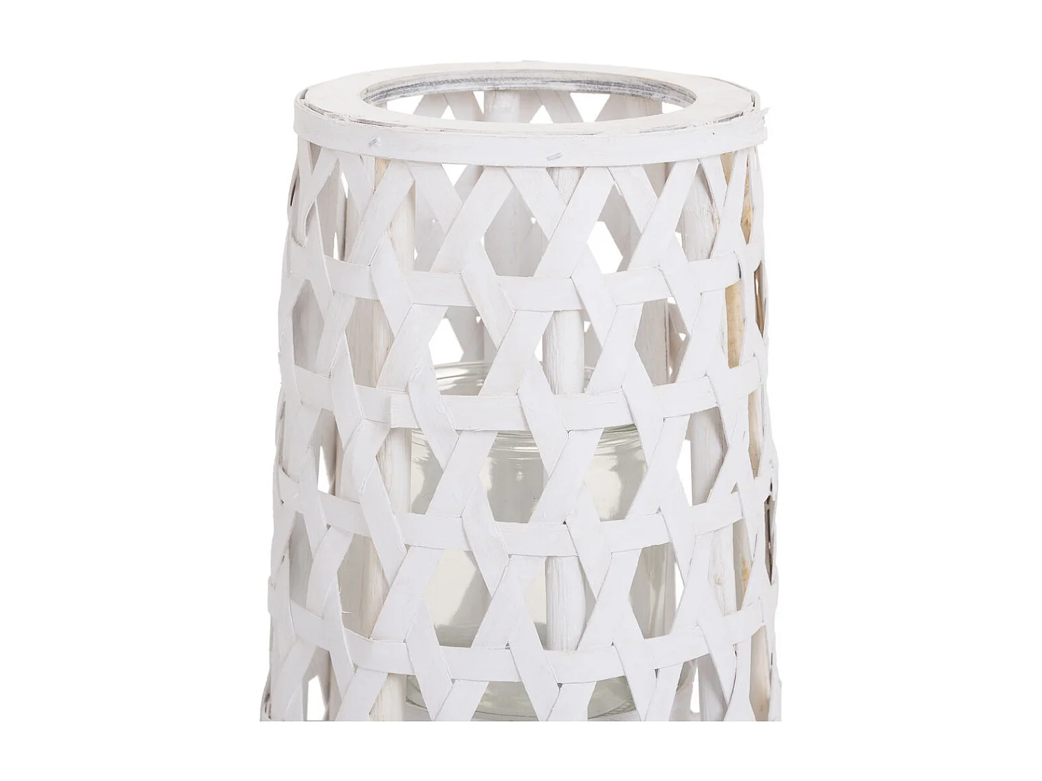 Farol portavelas de madera blanco d14.5/18.5x46.5