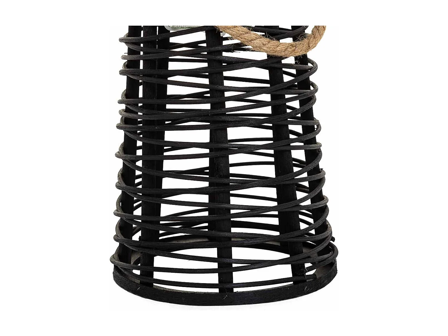 Schwarze Kerzenlaterne aus Rattan, D20x44h cm