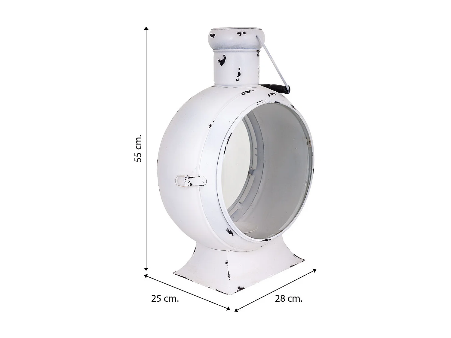Lanterna de metal branco 25x38x55