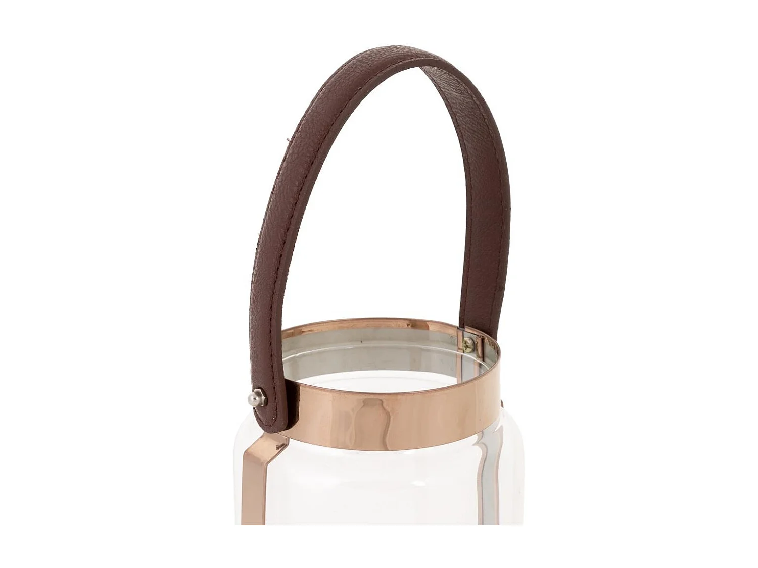 Lanterna de vidro em aço inoxidável e cobre 12,5x12,5x23