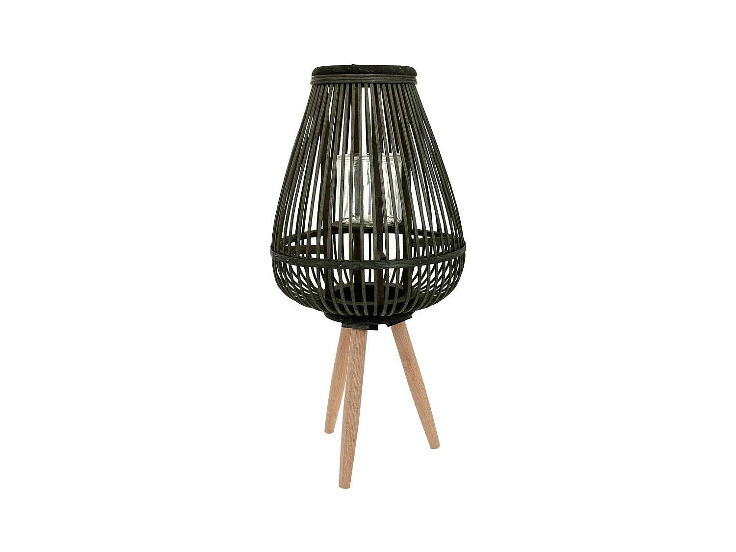 Farol portavelas de bambú verde d29x37/59