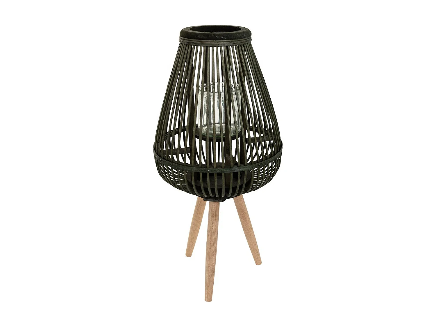 Lanterna de vela de bambu verde d29x37/59