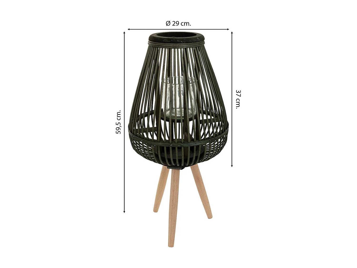 Lanterna de vela de bambu verde d29x37/59