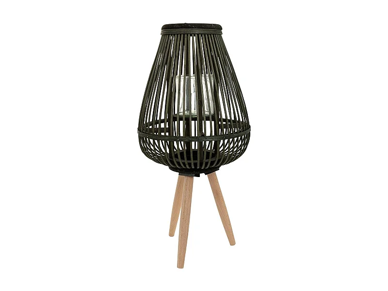 Lanterna portacandele in bambù verde d29x37/59h