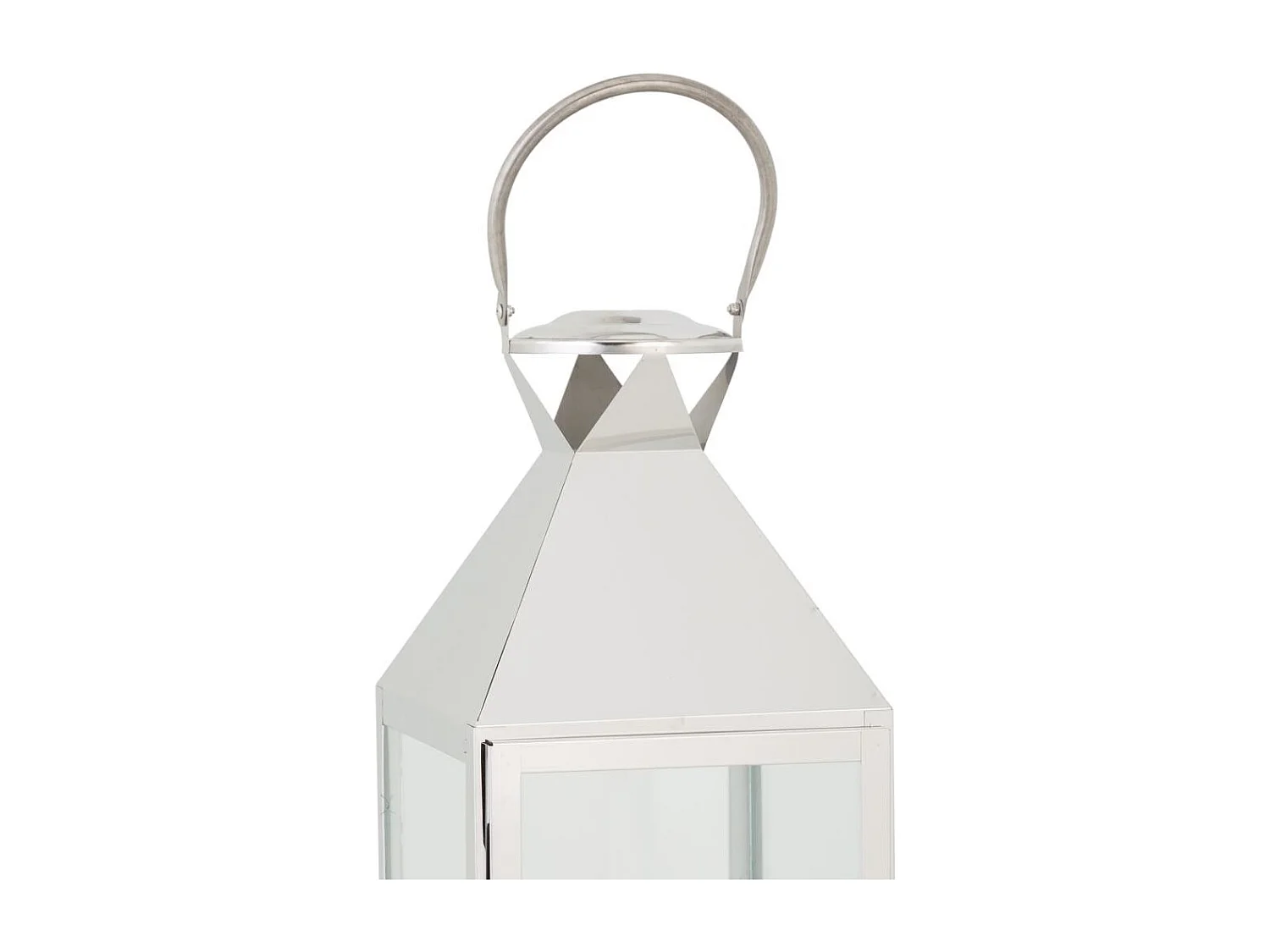 Farol de acero inoxidable y cristal plateado 24x23x72