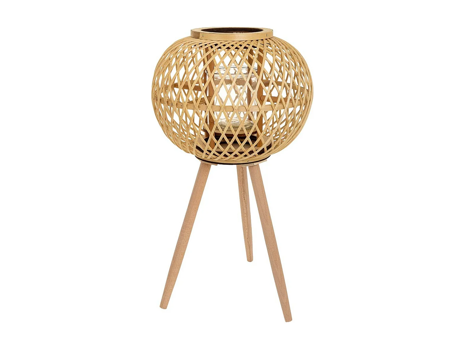 Lanterna de vela de bambu marrom d34x26/61