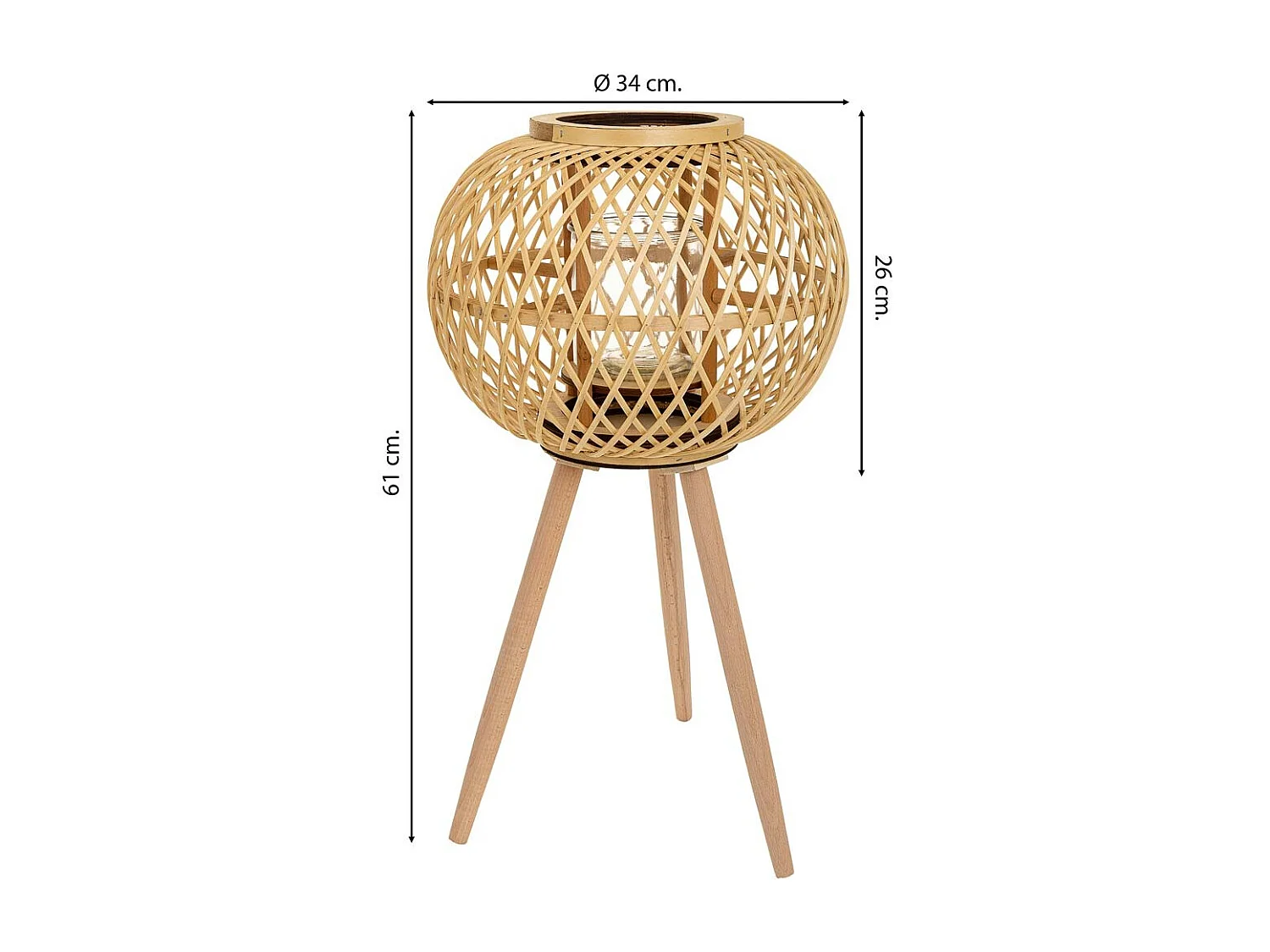 Lanterna de vela de bambu marrom d34x26/61