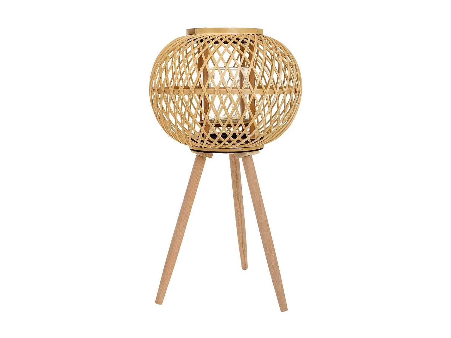 Lanterna portacandela in bambù marrone d34x26/61h