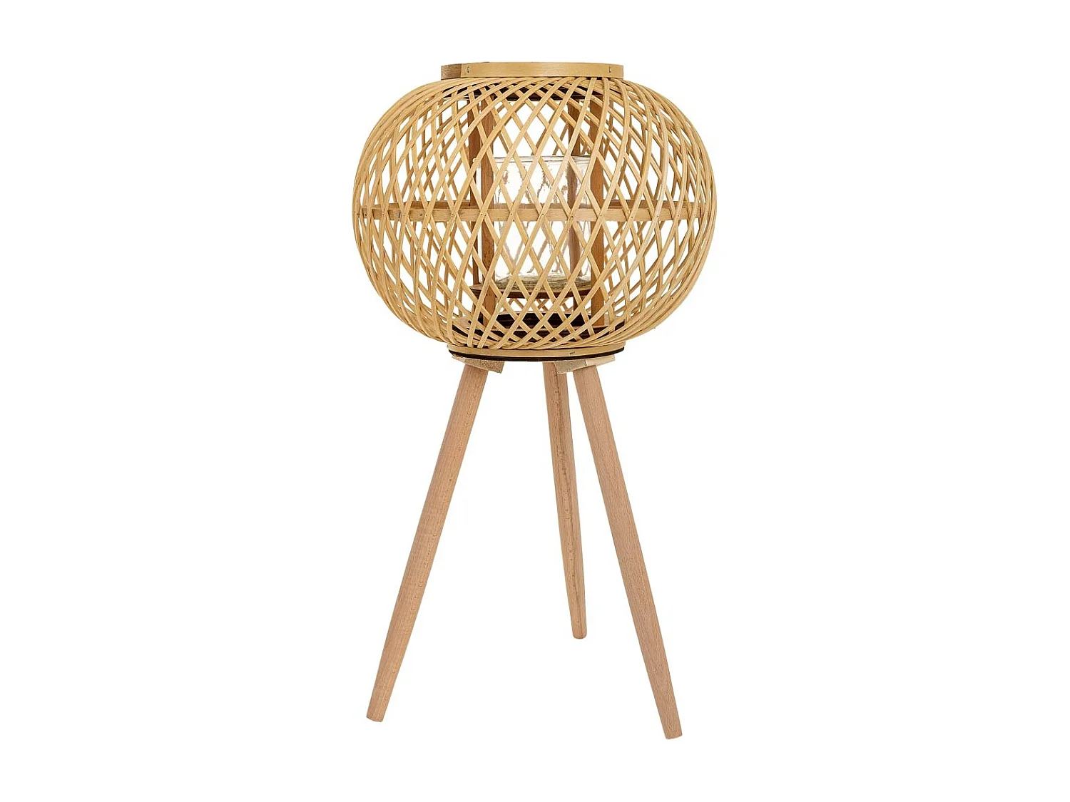 Lanterna portacandela in bambù marrone d34x26/61h