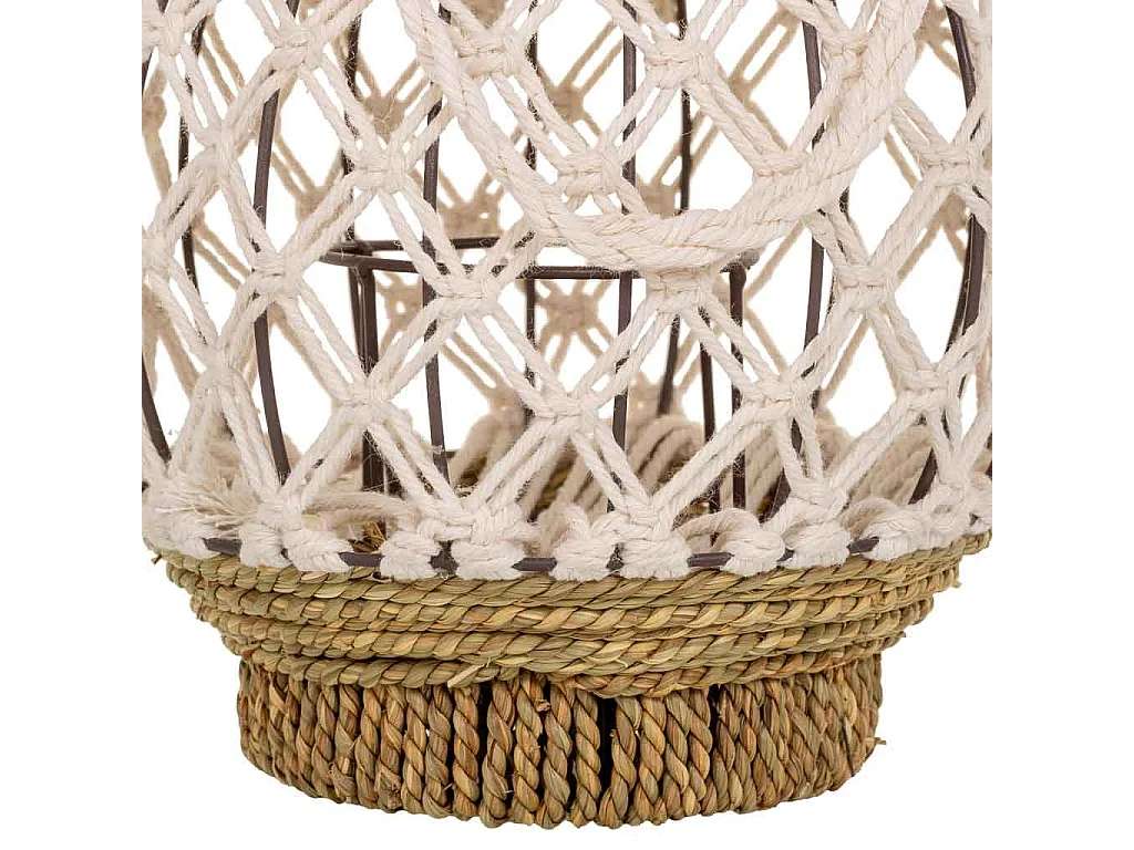 Laterne aus geflochtener Baumwolle und naturbraunem Stoff, 15 x 24 x 28 cm