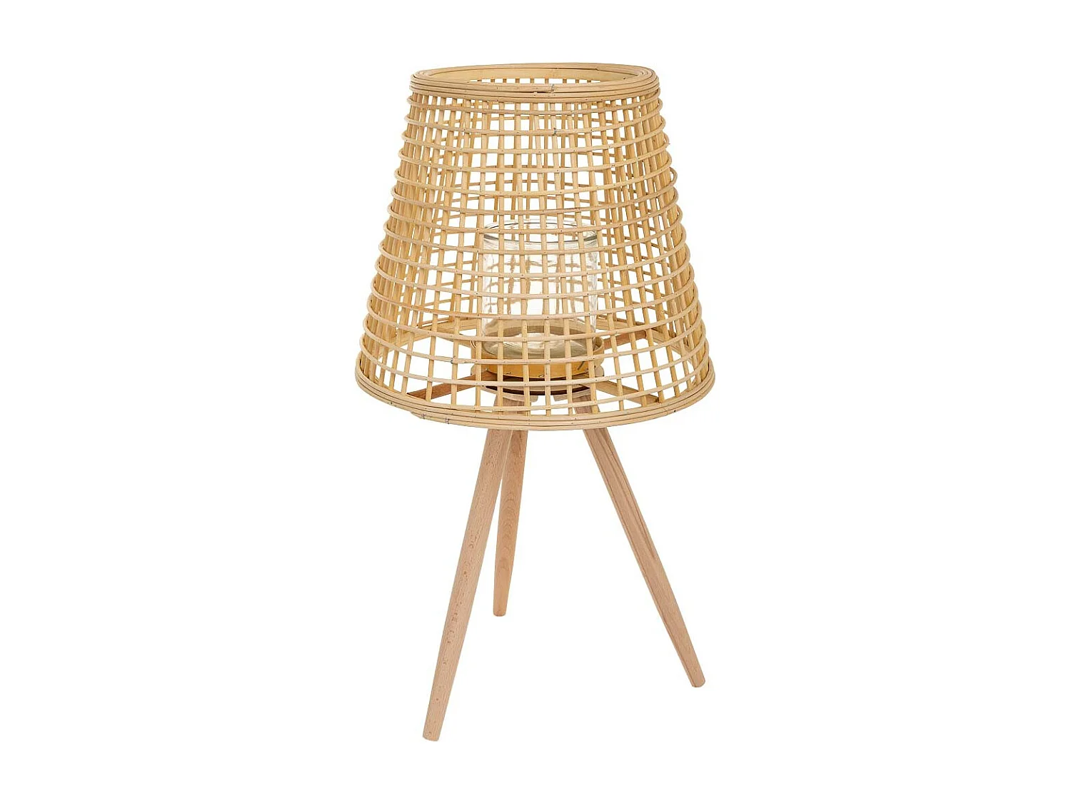 Braune Kerzenlaterne aus Bambus und Rattan, D36x31/64h cm