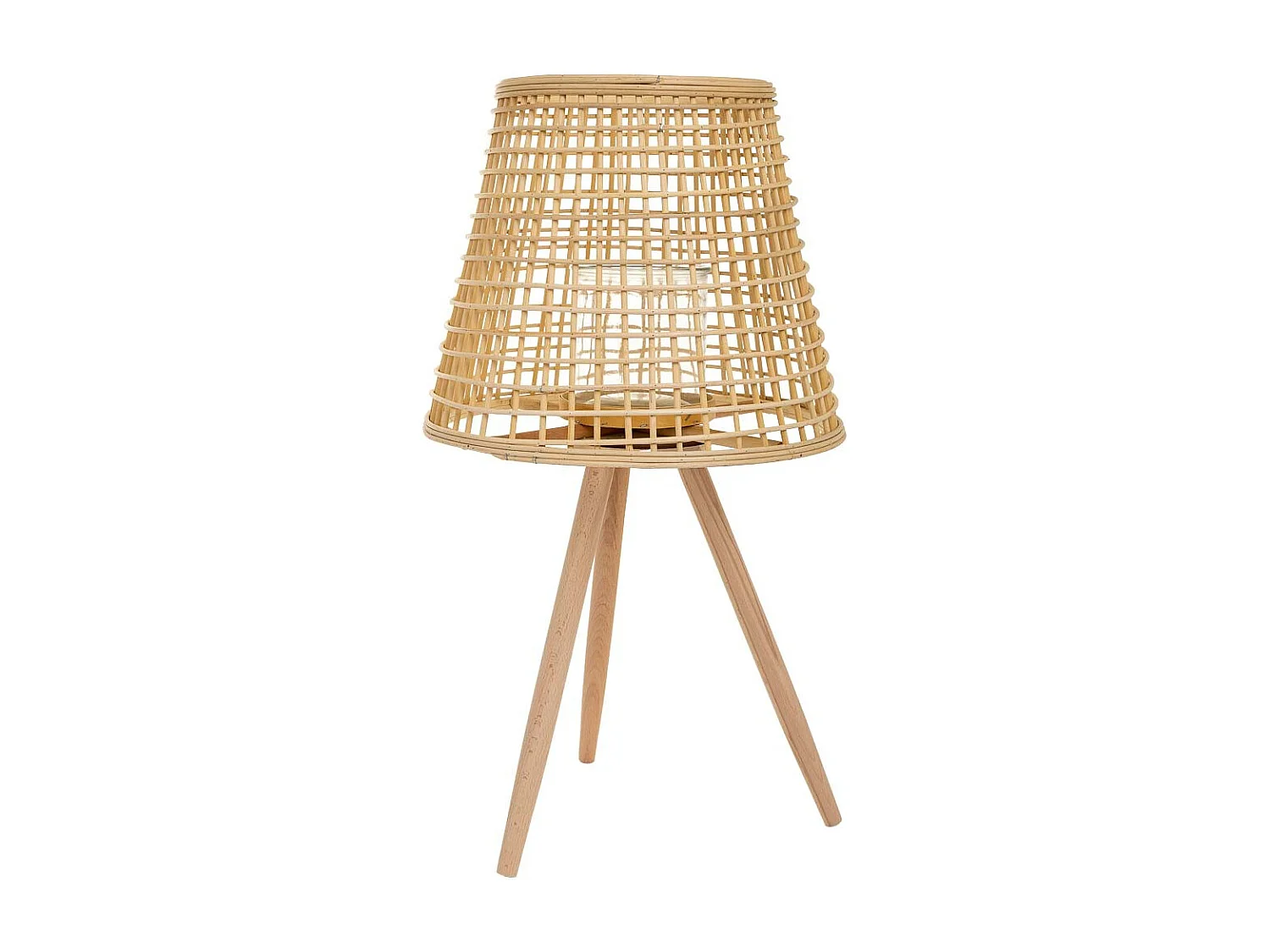 Lanterna portacandele in bambù e rattan marrone d36x31/64h