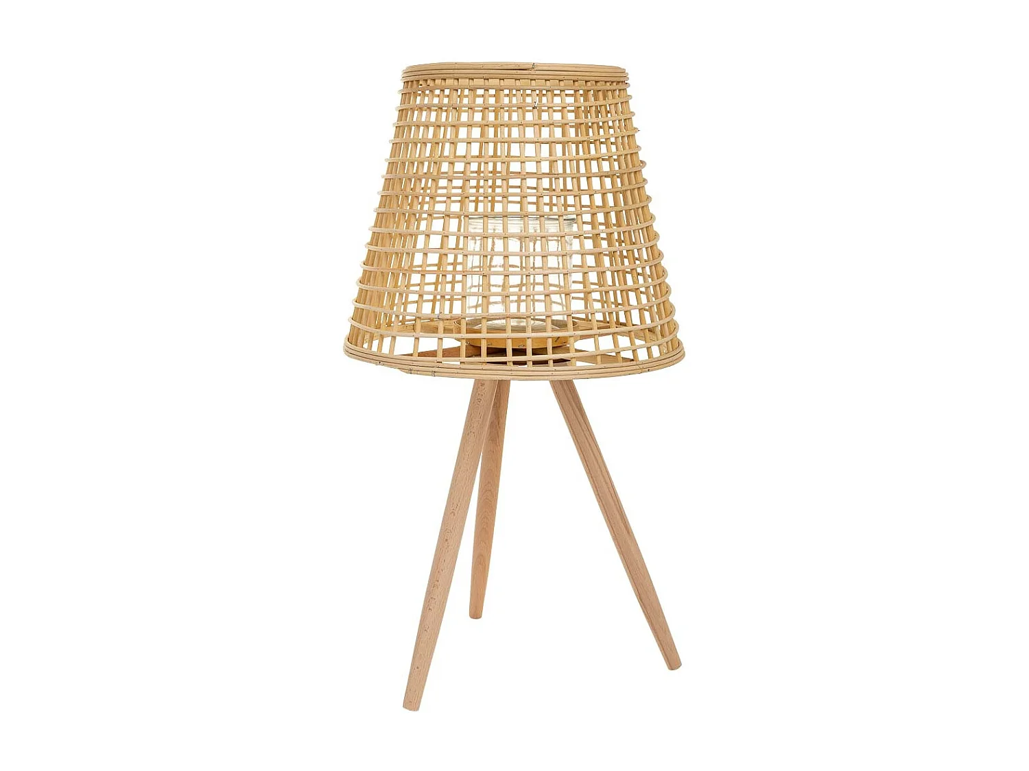 Braune Kerzenlaterne aus Bambus und Rattan, D36x31/64h cm