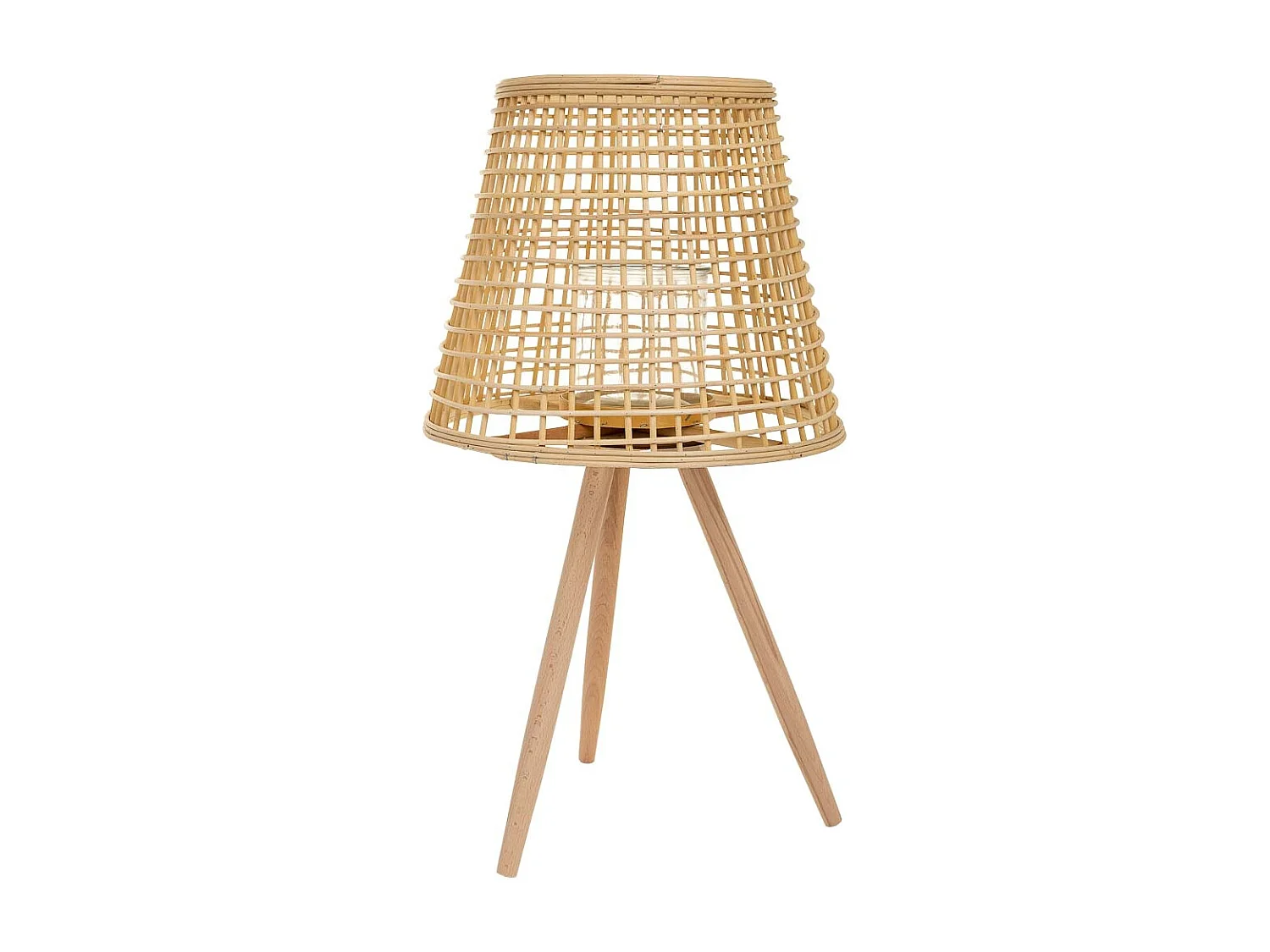 Braune Kerzenlaterne aus Bambus und Rattan, D36x31/64h cm