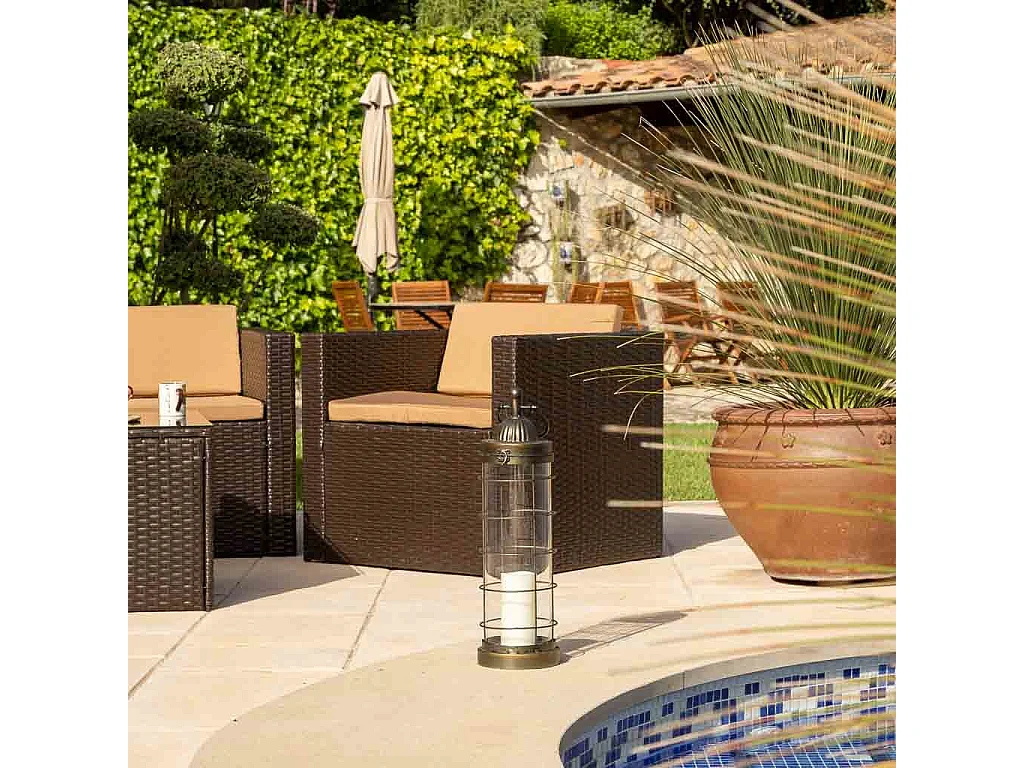 Lanterna de metal cobre 17x17x56