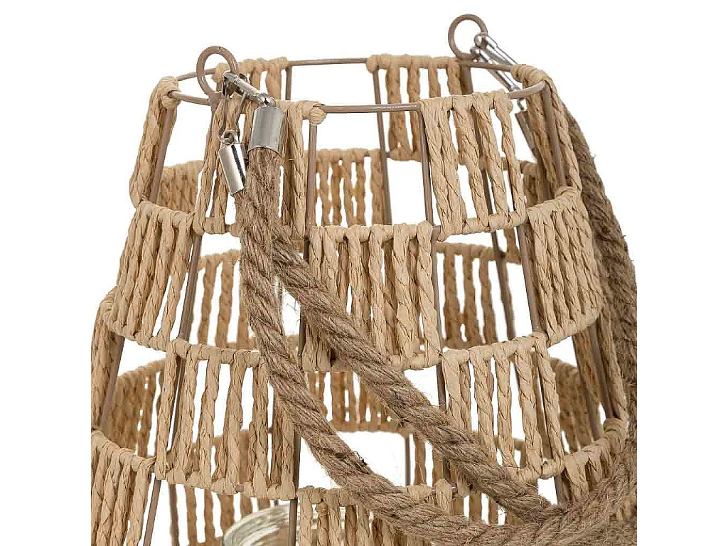Lanterna de vela de metal e corda de papel marrom d25x30