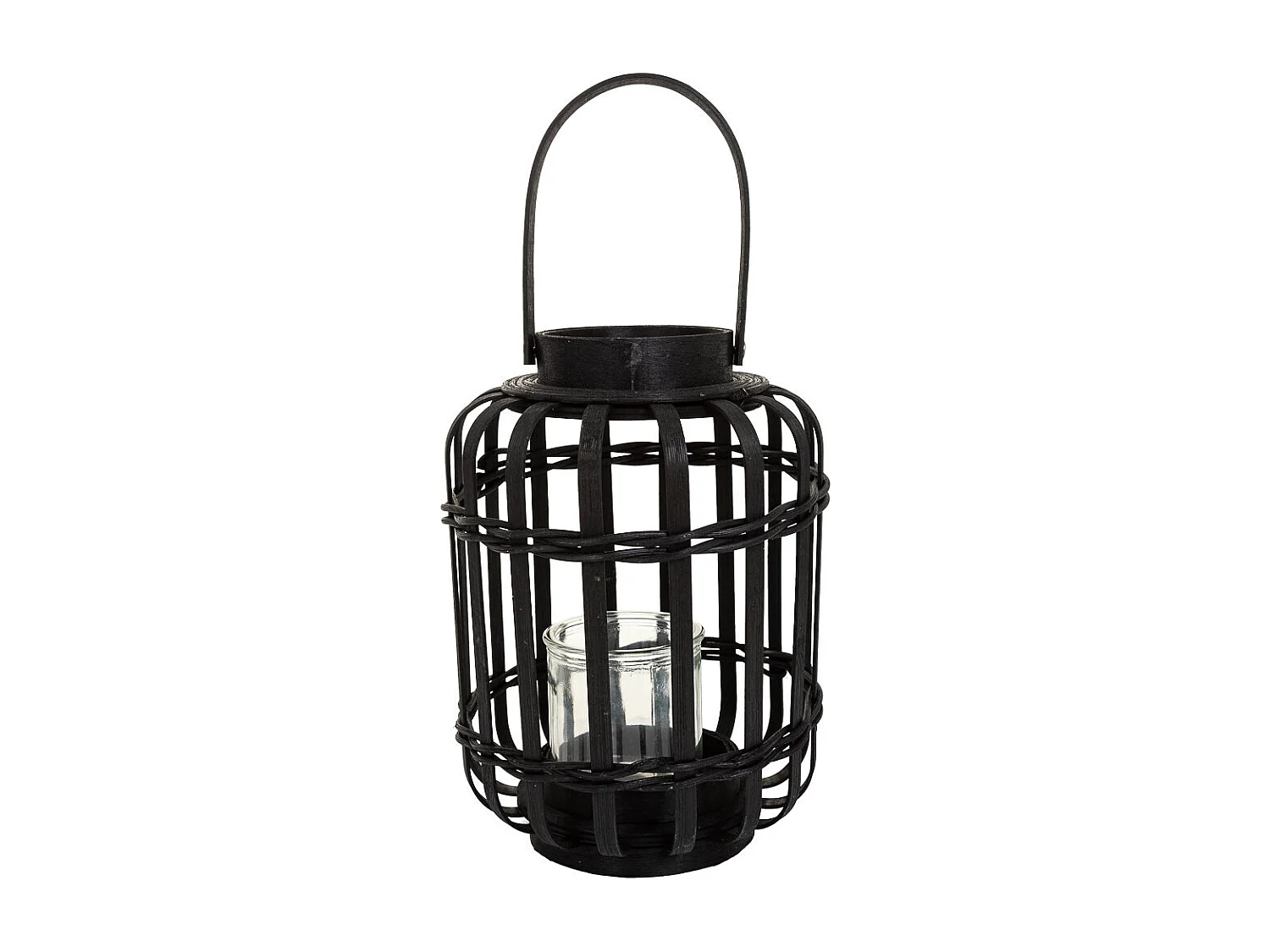 Lanterna de vela de bambu preto d17x25