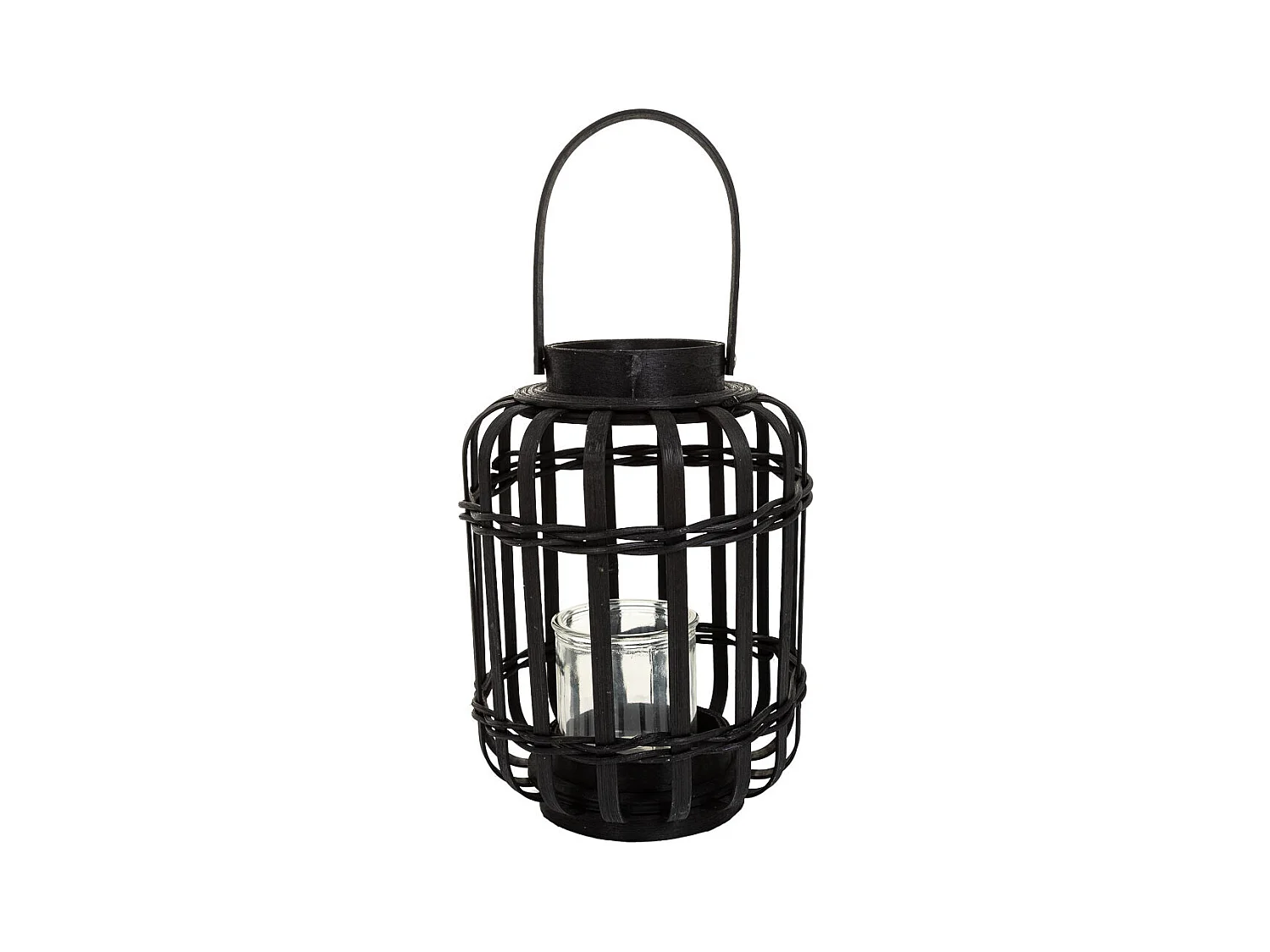 Lanterne photophore en bambou noir d17x25h