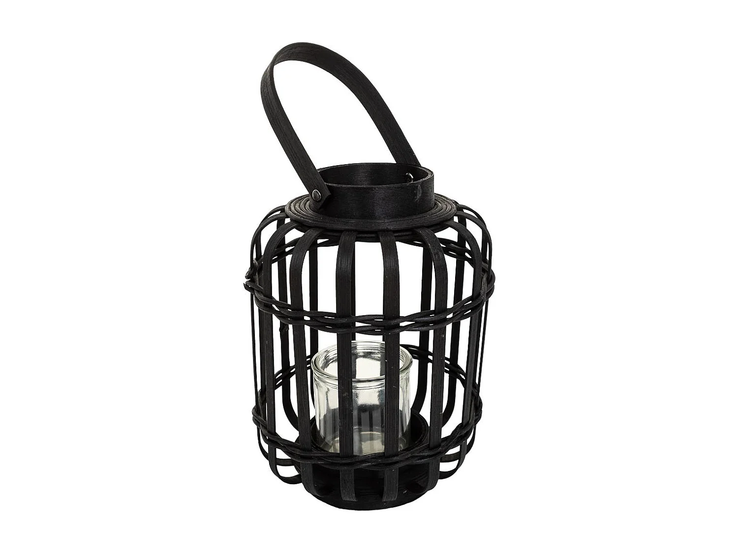 Lanterna de vela de bambu preto d17x25