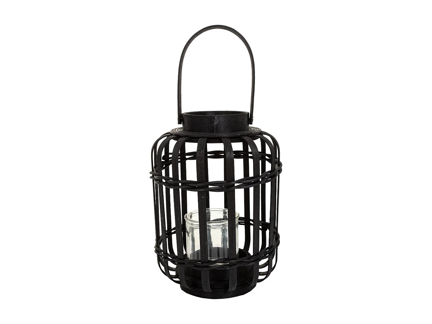 Lanterna de vela de bambu preto d17x25