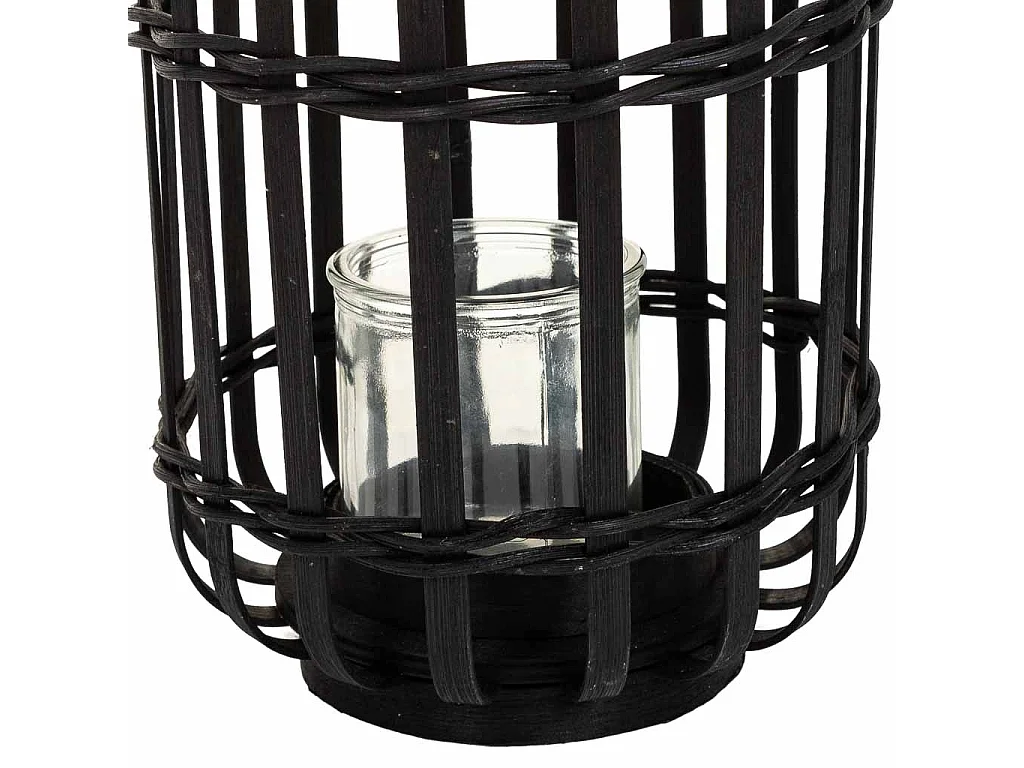 Lanterna de vela de bambu preto d17x25