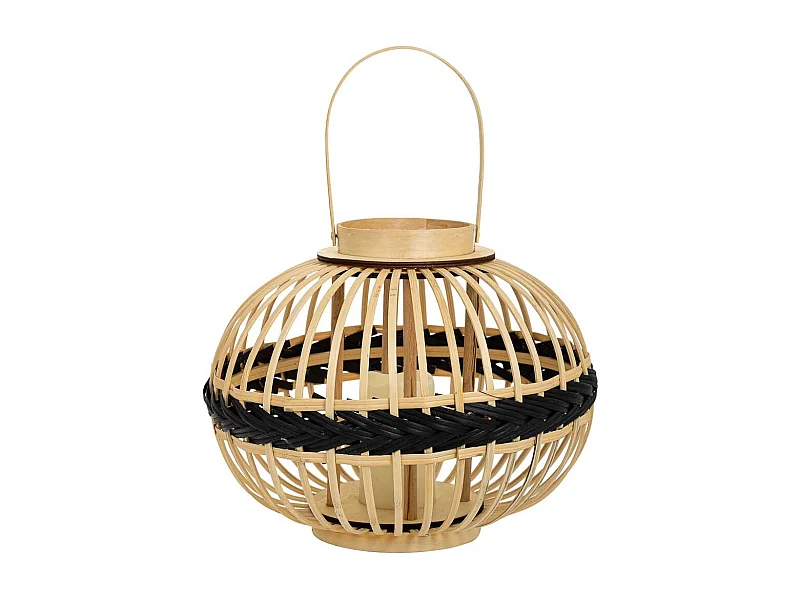 Lanterne photophore en bambou marron d37,5x30,5h