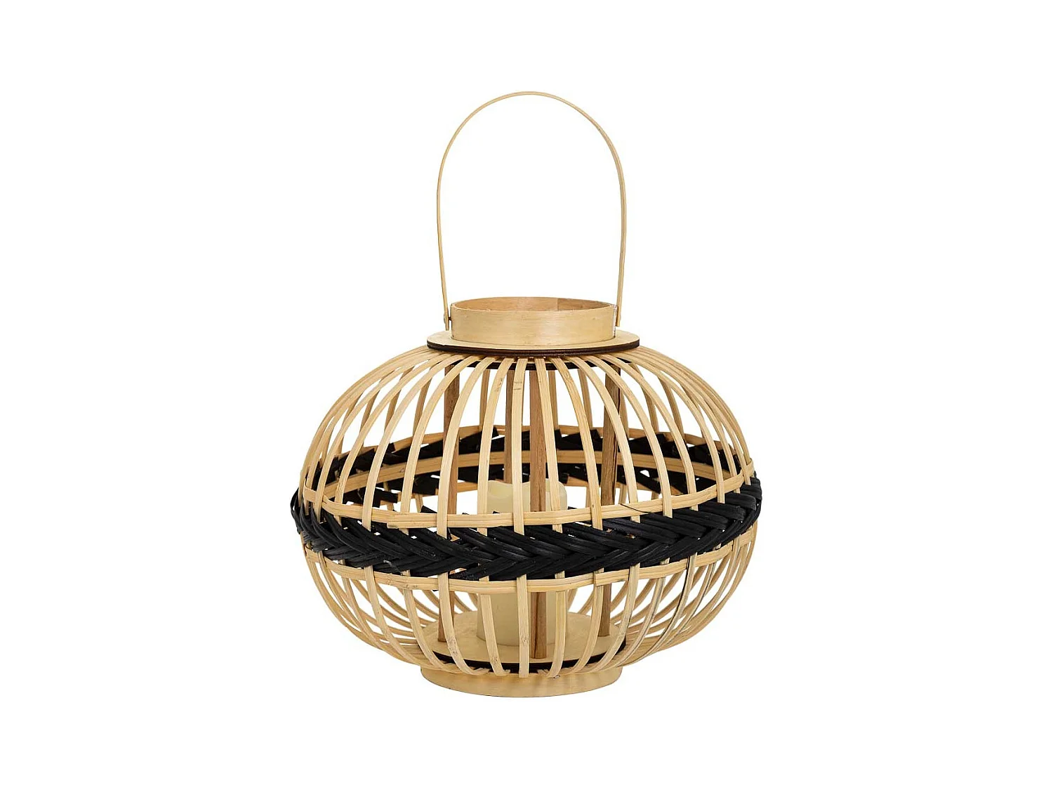 Braune Bambus-Kerzenlaterne, D37,5 x 30,5 H cm