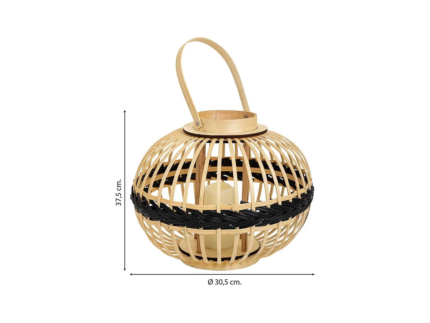Braune Bambus-Kerzenlaterne, D37,5 x 30,5 H cm