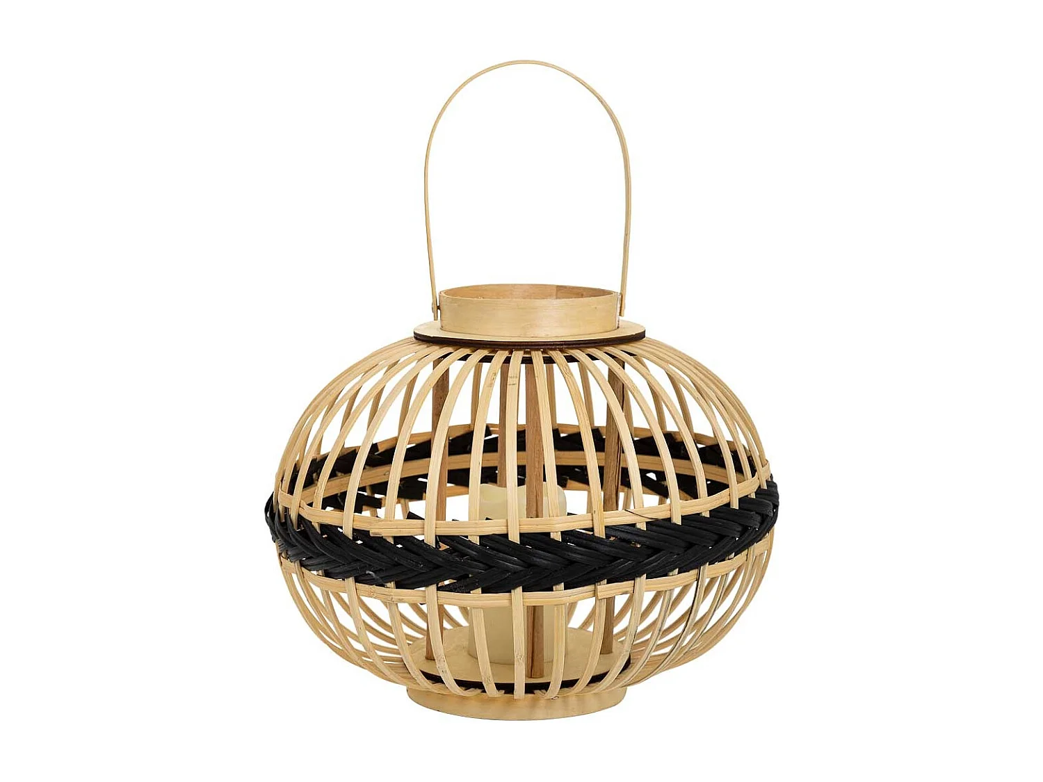 Farol portavelas de bambú marrón d37,5x30,5