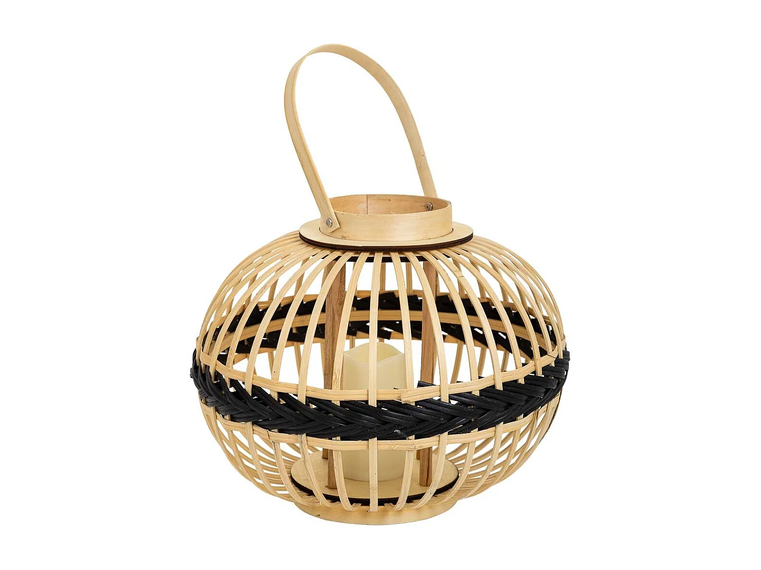 Farol portavelas de bambú marrón d37,5x30,5