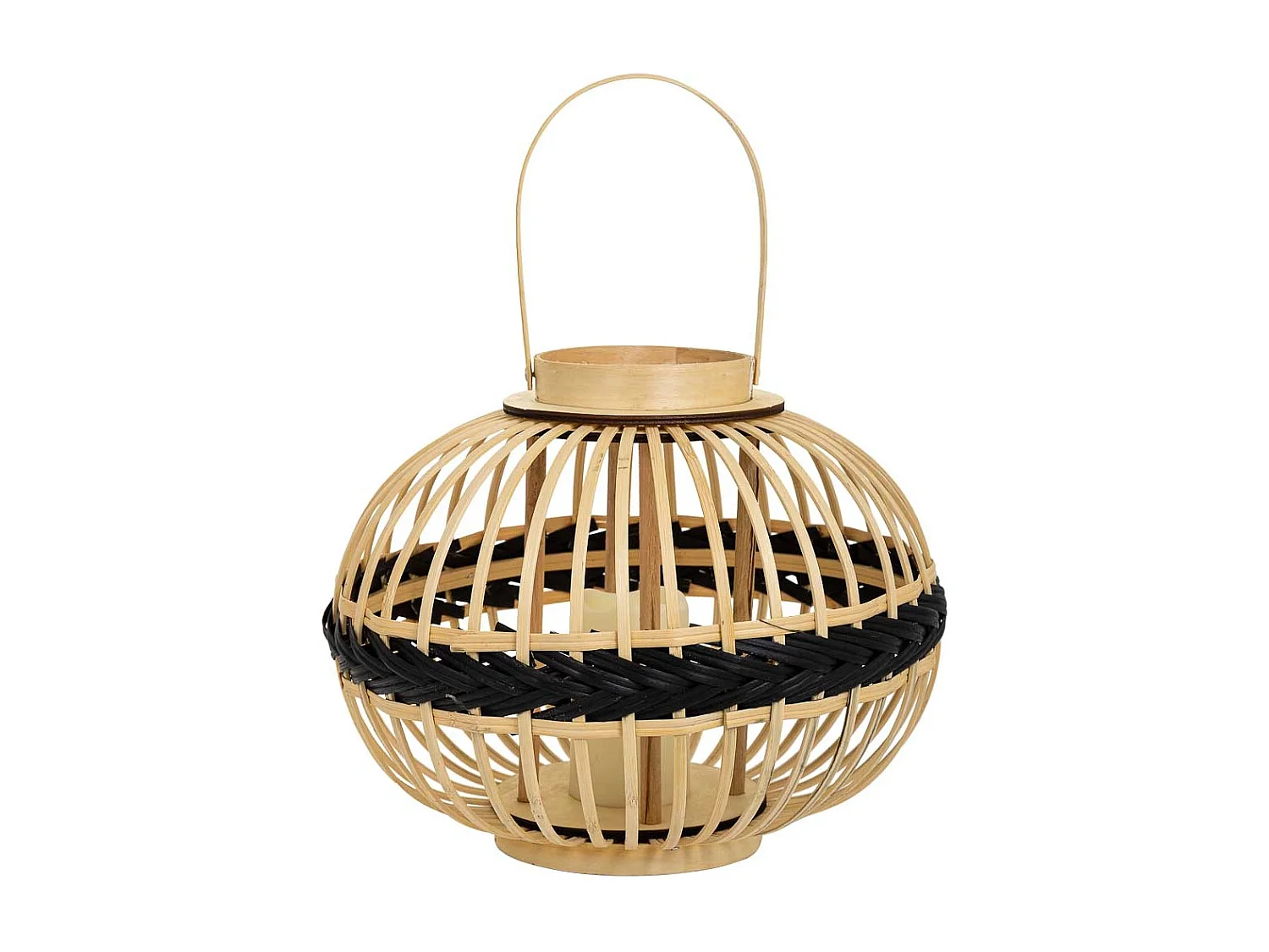 Farol portavelas de bambú marrón d37,5x30,5