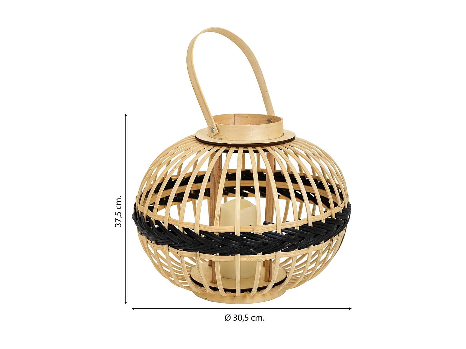Farol portavelas de bambú marrón d37,5x30,5