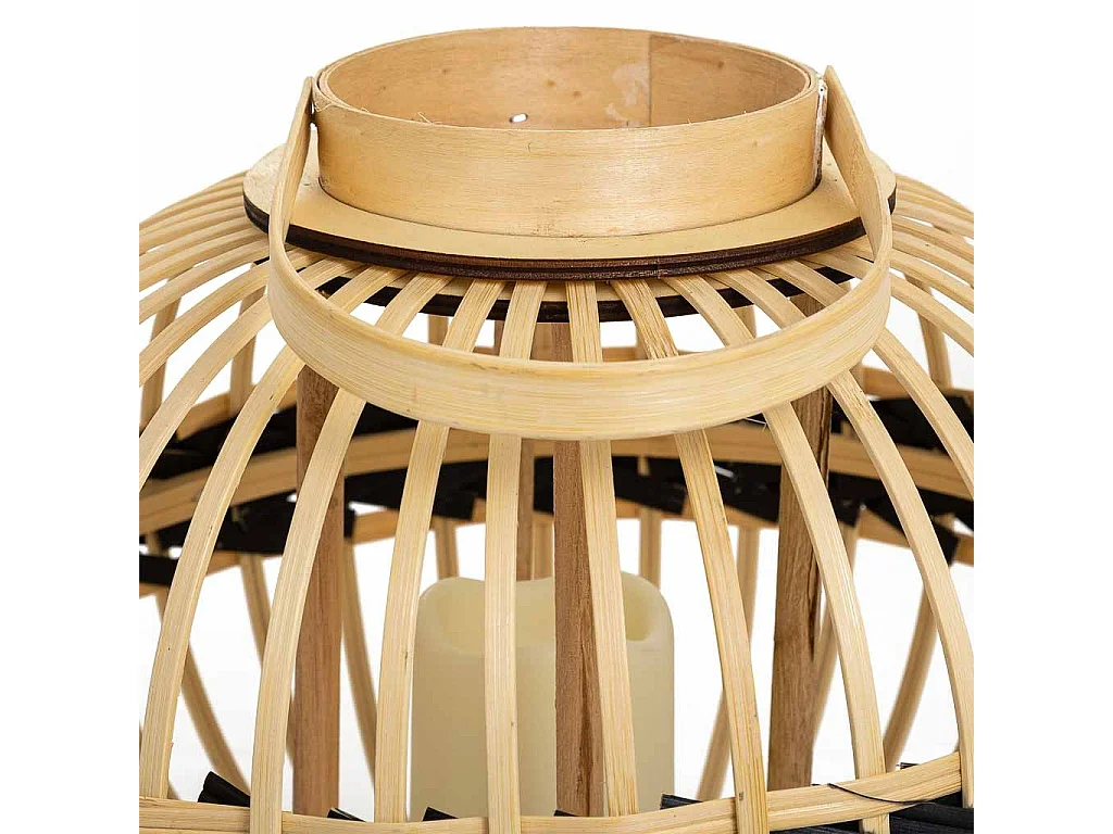 Farol portavelas de bambú marrón d37,5x30,5