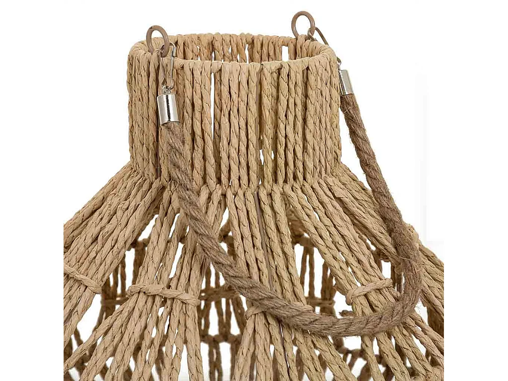 Lanterna portacandele in metallo e corda in carta marrone d32x34,5h