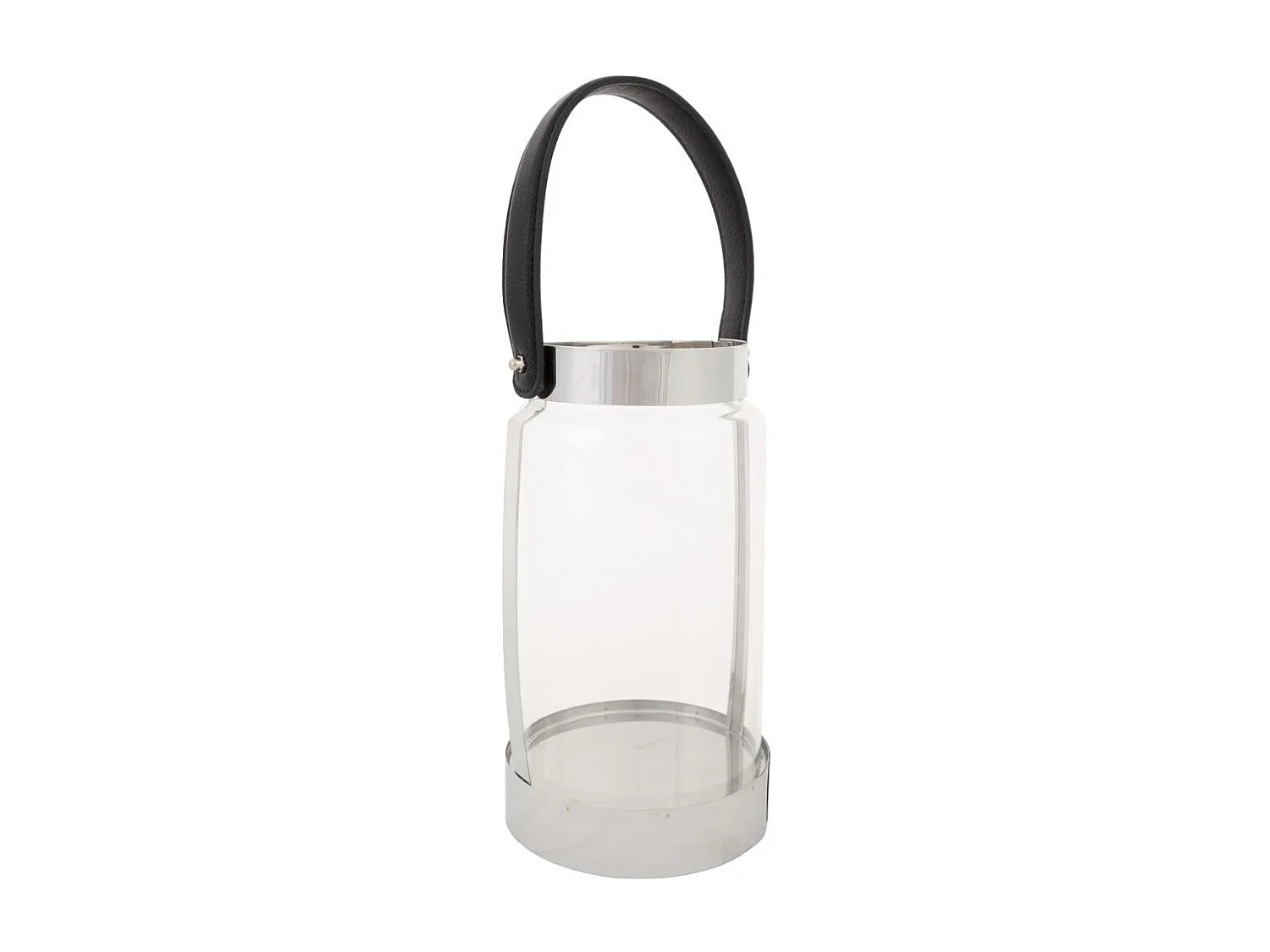 Lanterna in acciaio inox e vetro argento 12,5x12,5x23h